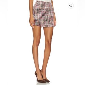 Steve Madden Mattea Tweed Mini Skirt Black, Red, & Pink Multi | Size 2